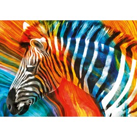 Buffalo Games - Color Explosion - Colorful Zebra - 300 Large Piece Jigsaw Puzzle for Adults Challenging Puzzle Perfect for Game Nights - Finished Puzzle Size is 21.25 x 15.00