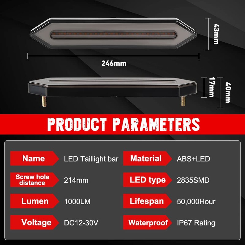 Sidaqi 100 LED Trailer Tail Lights,2835SMD Bright Tail/Stop/Brake/Sequential Turn Signal
