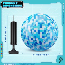 HyDren Pixel Size 3 Soccer Ball with Pump Ages 3-4 4-6 6-8 Pixel Indoor Outdoor Sport Soccer Toys with Pump for Child Mining Party Favors Back to School(Blue)