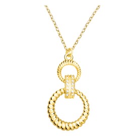 Sofia Milani - Women's Necklace 925 Silver - Circle Bar Pendant, Gold, Cubic Zirconia