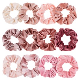 WitBicg Blush Theme Hair Scrunchies Velvet Winter Elastics Pink Lovers Scrunchy Bobbles Soft Hair Bands Hair Ties Hair Accessories for VSCO Girls or Women (12 Blush)