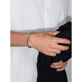 GAVU Pulsera de acero inoxidable con abalorio de vidrio para hombre, Piedra, piedra turquesa africana, 18 centimeters