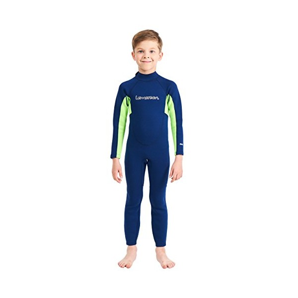 Lemorecn Wetsuits Youth 2 mm Full Diving Suit(4032navygreen-14)