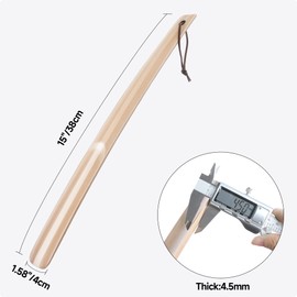 PCEEL Shoe Horn, Wooden Long Shoe Horn -15"/38cm - Super Strong Genuine Wood, Smooth and Easy to Store, Shoehorn Fit for US Men(Multicolor)