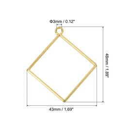 PATIKIL Alloy Open Back Bezel Pendants, 50 Pack Square Hollow Resin Pendant Frame for DIY Crafts Earrings Necklace Bracelet Making, Gold Tone