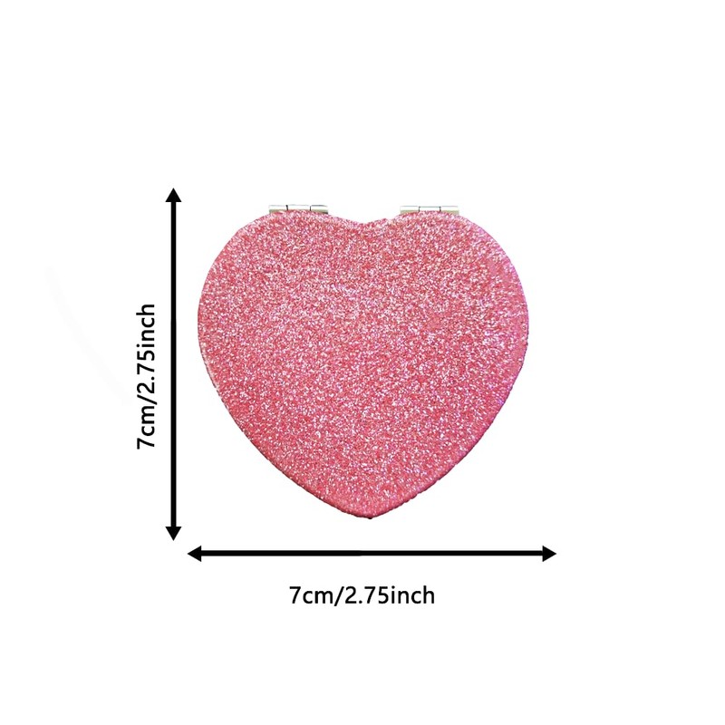 Pink Heart Compact Mirror 1 Piece 1X/2X Travel Mirror Great