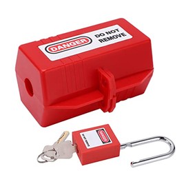 Electrical Plug Lock, Lockout Tagout Devices Power Plug Safety Lockout Kit with 38mm/1.5in Long Padlock for Air Conditioner TV Industry (Small Lock Box + 38mm Padlock)