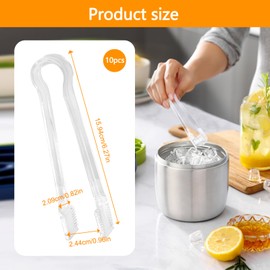 10 Stück Eiswürfelzange Transparent, Kleine Kunststoff Servierzangen für Buffet, Salat, Kekse und Grill, 16 cm Wiederverwendbare Mini Zangen für Küche oder Party