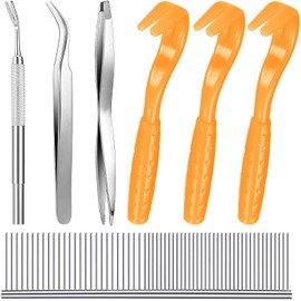 Cats and Humans Plastic Tick Puller Tick Grabber, 7Pcs Tick Remover Tick Remover Tick Puller Removal Tick Grabber,Tick Removal Tick Picker Flea Removal Tool,Tick Hook Louses Pliers Remover,Orange