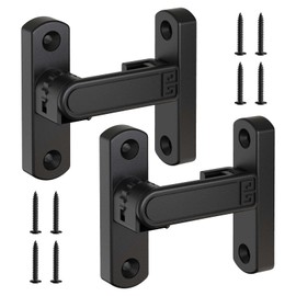Barn Door Lock, 90/180 Degree Door Latch, Adjustable Lock Height Difference 0-7 mm, Zinc Alloy Sliding Door Latch for Barns, Shed,Garden Fence Doors(2, Black)