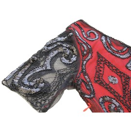 Women's 1920s Gatsby Inspired Sequin Beads Long Fringe Flapper Dress w/Accessories Set