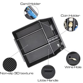 SENSHINE Center Console Organizer Tray for Ford F150 2021 2022 2023 2024 2025 Accessories Car Interior Secondary Storage Armrest Box Insert Hidden Cubby Drawer (Black Trim)