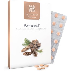 Healthspan Pycnogenol 30mg – 60 Tablets | Premium French Maritime Pine Bark Extract | Rich in Natural Bioflavonoids & Antioxidants | Vegan-Friendly | Free from Pesticides and Herbicides | Supports Circulation, Skin & Immune Health