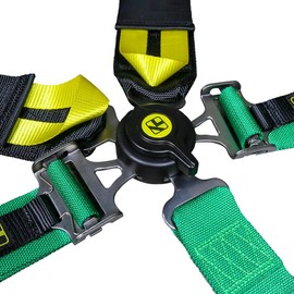 Kyostar 5 Point Harness Seat Belt 2"+3" Camlock Quick Release Adjustment Racing Belt with Black Steel Hardware Green