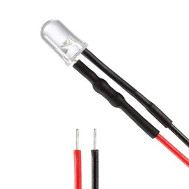 uxcell 3Pcs 5mm Pre Wired LED, Red DC3-5V Clear Lens, Light Emitting Diodes