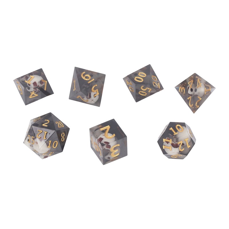 Polyhedral Dice Set Role Playing Epoxy Resin Transparent Skull Dice