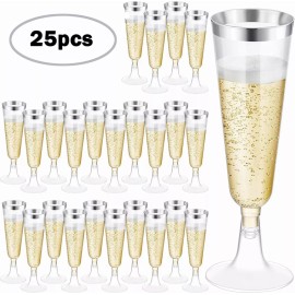 Baixi Copas Desechables Vino, Postres Plástico Premium 25 Piezas