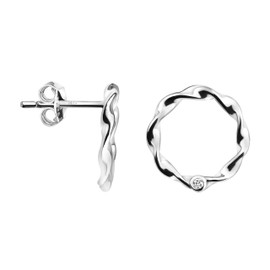 SOFIA MILANI - Women's Earrings 925 Silver - with Zirconia Stone - Circle Stud Earrings - 20878, Sterling Silver, Cubic Zirconia