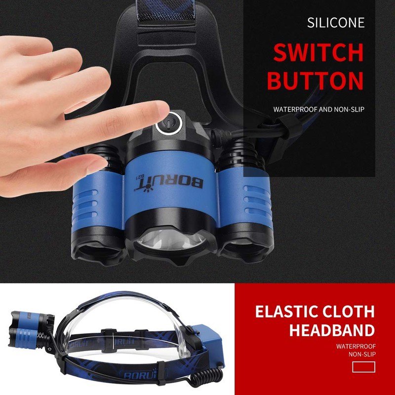 BORUIT B21 Headlamp Rechargeable LED 5000 High Lumens Head Lights