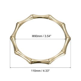 sourcing map Metal Round Bamboo Handbag Handle, 2Pcs 4.33" Purse Handles Frame Replacement for Purse Making DIY Craft, Gold