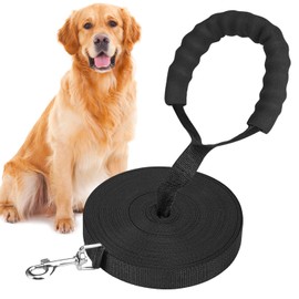 EXIN DEHCEN Recall Lead for Dogs, Black, 10 m Running Lead with Padded Handle, Carabiner, for Medium, Large, Small Dogs