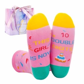 Anievoro Crazy Silly Funny Socks Top Best Cool Presents Gifts for 10 Year Old Girl, 10th Birthday Gifts for Tween Girls(Pink)