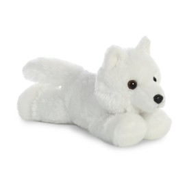 Aurora® Adorable Mini Flopsie™ White Wolf Stuffed Animal - Playful Ease - Timeless Companions - White 8 Inches