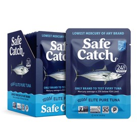 Safe Catch Elite Tuna Wild-Caught Lowest Mercury Tuna Fish Pouch Gluten-Free Keto Food Non-GMO Kosher Paleo-Friendly High Protein Snack, No Water Oil Tuna, Pack of 12 Tuna Pouches 3oz