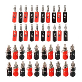 JZK 20 Pcs Banana Plug 4mm + 20 Pcs Speaker Binding Post Terminal, Banana Plug Socket Connector kit for Speaker, Audio/Video Receiver, amplifiers Systems