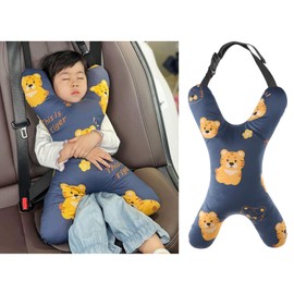 Kids X-Shaped Car Seat Pillow Children Car Travel Pillow Soft Headrest Pillow Breathable Car Sleeping Head Neck Support Universal Adjustable Seat Belt Cushion Rest Pillow for Kids Adults Car Airplane