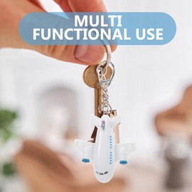 WOFASHPURET Airplane Keychain, 2pcs LED Light Up Keychains Novelty Keychain Cute Keychains Kids Girl New Year Bag Keychain Airplane Keyring Decor Key Fob Sound Key Ring Child Key Chain