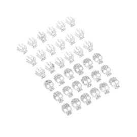 Ipetboom 40Pcs Skull Nail Charms with Rhinestones for Nail Art Decoration Skeleton Design Nail Tips Gemstone Nail Jewelry for Creative Nail Art and Projects