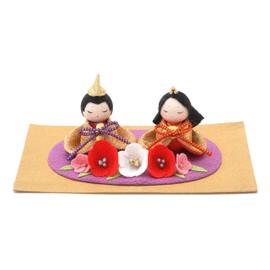 Ryukodo, Golden Sitting Hinamatsuri Doll (Kyo Crepe), Gold, Silver, Skin Color, Pink, Red, Purple, Black, Etc; Hinamata: Approx. Depth 3.1 x Width 4.5 x Height 2.2 inches (8.0 x 11.5 x 5.5 cm) (0.4 oz