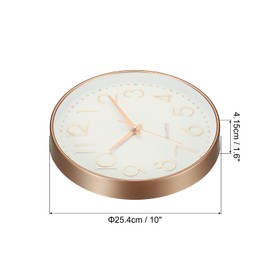 PATIKIL 10 Inch Wall Clock, Battery Operated Silent Non-Ticking Round Wall Clocks for Office Bedroom Decorative, Rose Gold/White