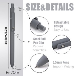 DIBALIYI Pack of 5 Retractable Gel Pens, 0.5 mm Black Pen, Gel Ballpoint Pen for Writing, Diary Writing and Notes for School, Office, Home, Suitable