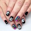 Halloween Press on Nails Short Square Black and White Nails