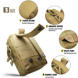 WYNEX 2 Pack Molle Pouches, Tactical EDC Utility Pouch Compact Water-Resistant, Organize Small Gear Gadget for Military Backpack