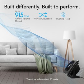 Vornado 673T Whole Room Air Circulator Fan with Pivoting Head, 3 Speed Settings, Adjustable Tilt, Manual Control, Signature Vortex Action, Deep Pitched Fan Blades, Powerful Airflow, Black