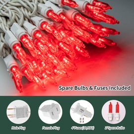LAMPHOME 100 Mini LED Count RED - String Lights - 21.6FT LED Christmas Lights, Mini led Lights for Home Holiday Party Wedding Independence Day Decoration