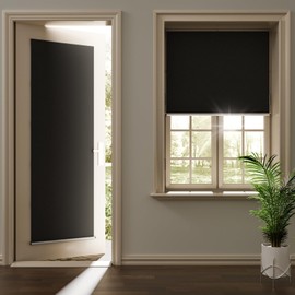 NIGHTON Retractable Blackout Curtains, Blackout Blinds with Hook and Loop Adhesive, No Need to Drill Holes and No Marks, Portable Window & Door Curtains for Bedrooms,Baby Nursery,RVs, 36'' W x 84'' L