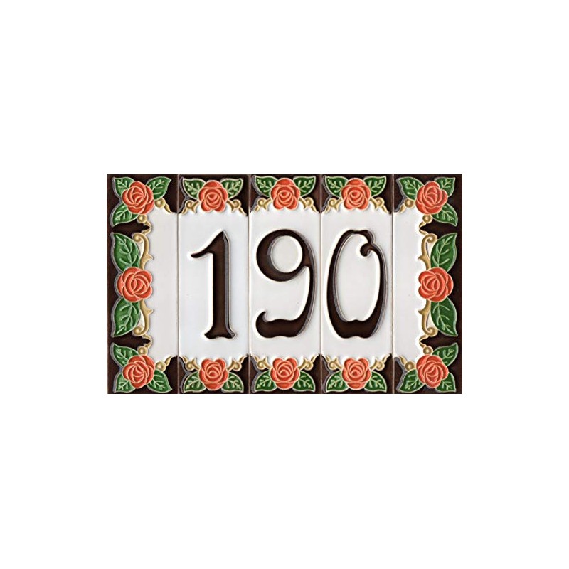 House Numbers, Italian Ceramic Numbers & Letters Tiles Orange Rose