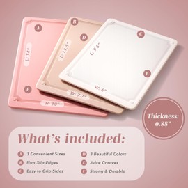 COOK WITH COLOR Extra Large Cutting Board Set, Jumbo-Sized Boards with Rubber Border for Enhanced Cooking Experience, 3-Piece, Pink