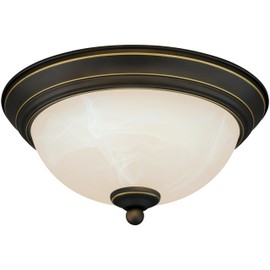 VAXCEL Stevens 11-in W LED Vintage Bronze Transitional Flush Mount Ceiling Light Fixture White Alabaster Glass