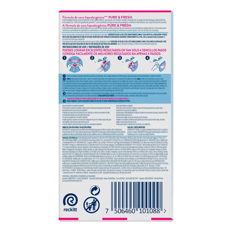 Hojas de cera depilatoria Axilas y bikini Veet Pure &