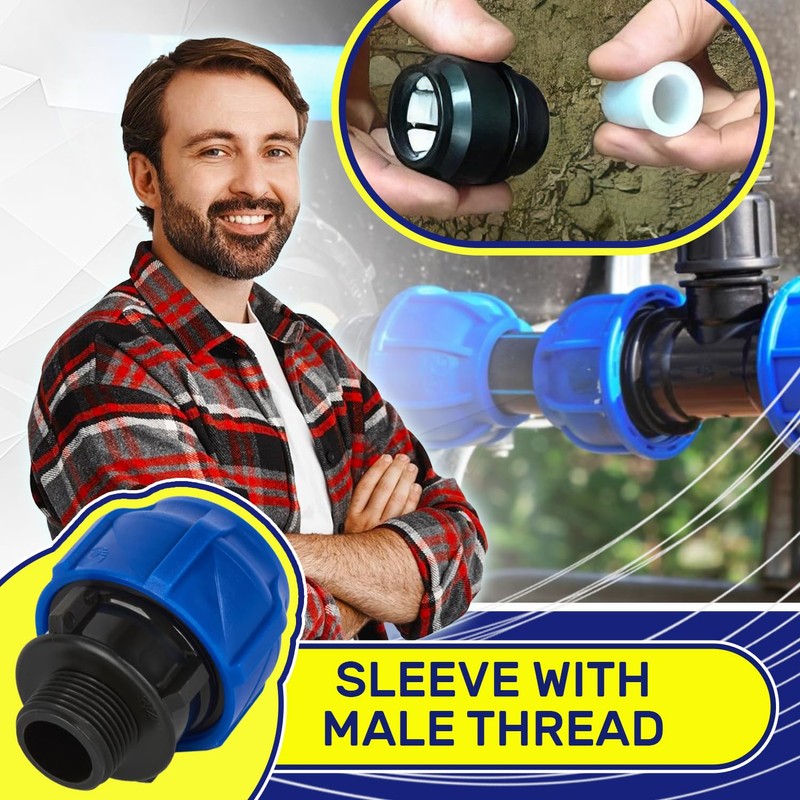 2 Pieces Sleeve Ø 32 mm x 1″ with Male