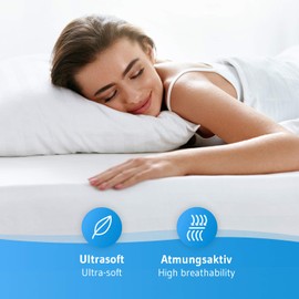 Fitted Sheet 180 x 200 cm Made of 100% Natural Cotton, The Breathable and Lint-Free Alba Bed Sheet is Elastic and Soft, Designed in Germany, Durable Jersey Duvet Cover, 180 x 200 cm