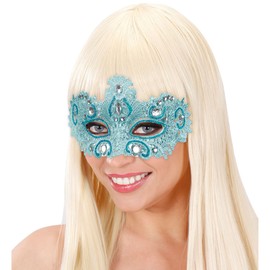 WIDMANN wid04701 ? Noblesse Lace Mask Blue Decorated with Glitter and Gemstones, Turquoise, One Size