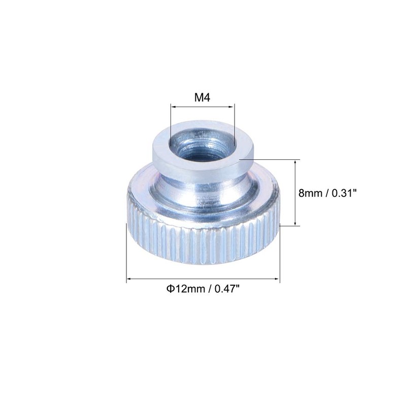 sourcing map Knurled Thumb Nuts, 10Pcs M4x0.7mm Iron Round Knobs