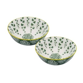 Royal Tara Irish Celtic Bowl Bone China Colourful Ceramic Bowls Set 14 cm with Shamrock/Celtic Cross (2 Trellis Shamrock Bowls)