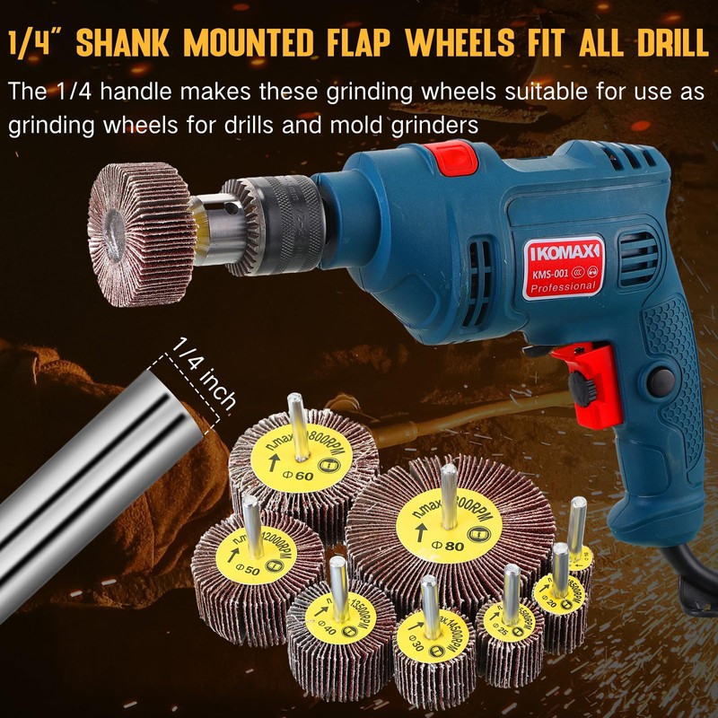 Gisafai 96 Pcs 1/4" Shank 80 Grit Abrasive Flap Wheel